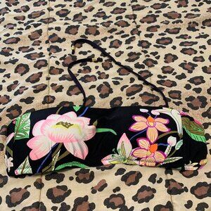 Black floral print Trina Turk bandeau bikini top